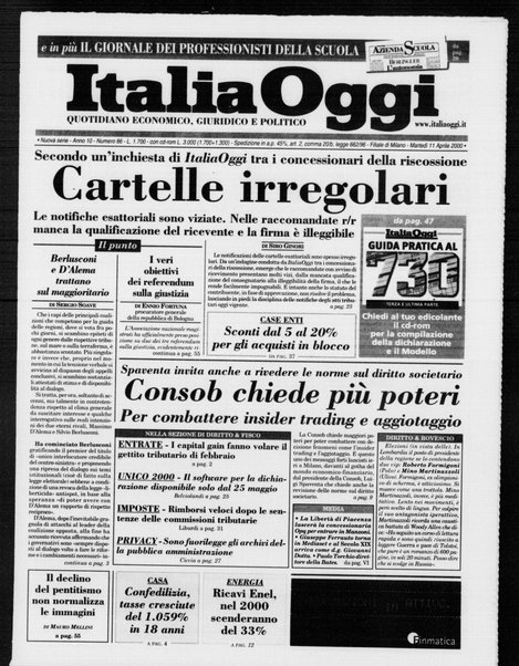 Italia oggi : quotidiano di economia finanza e politica